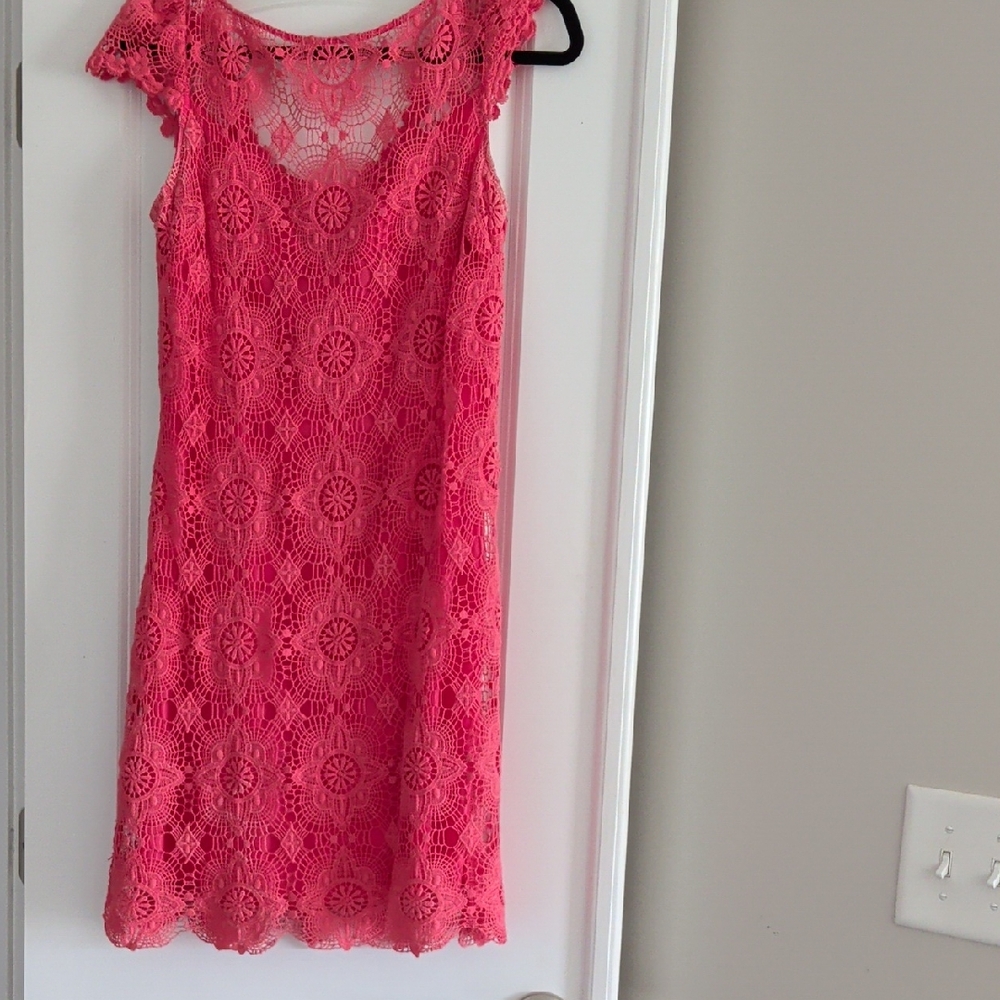 Ali Ro Vibrant Pink Lace Mini Dress